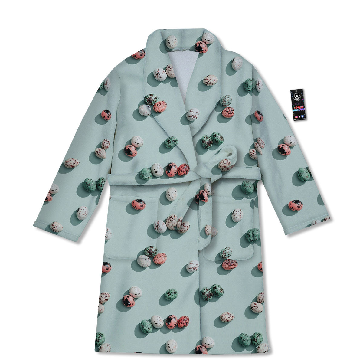 Colorful Pile Of Easter Eggs Print Pattern Bathrobe-grizzshop
