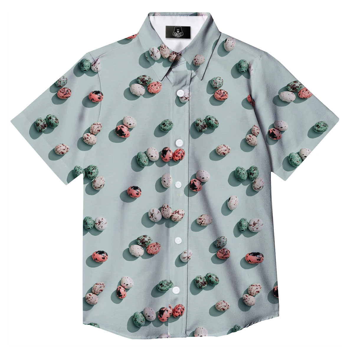 Colorful Pile Of Easter Eggs Print Pattern Button Up Shirt-grizzshop