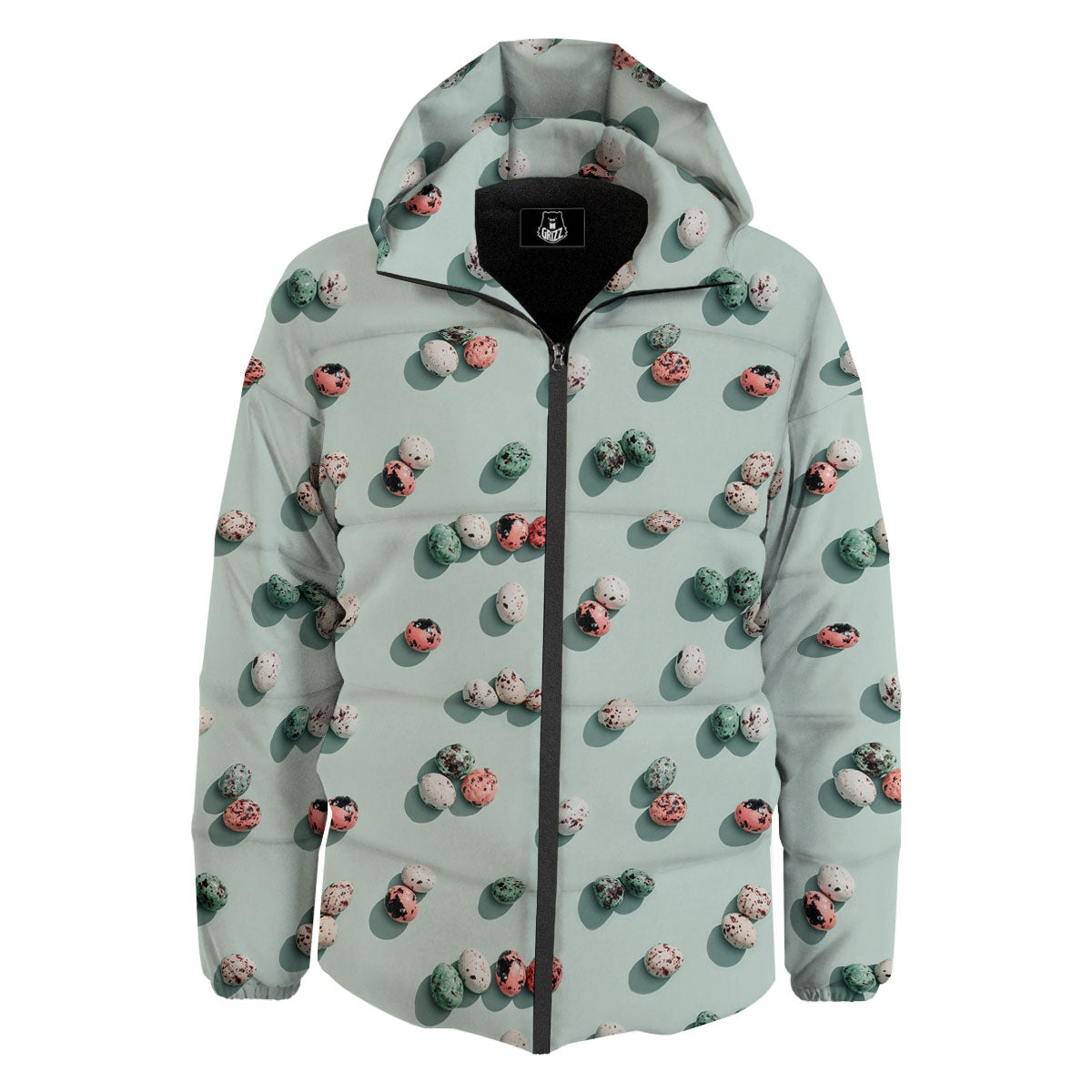 Colorful Pile Of Easter Eggs Print Pattern Down Jacket-grizzshop