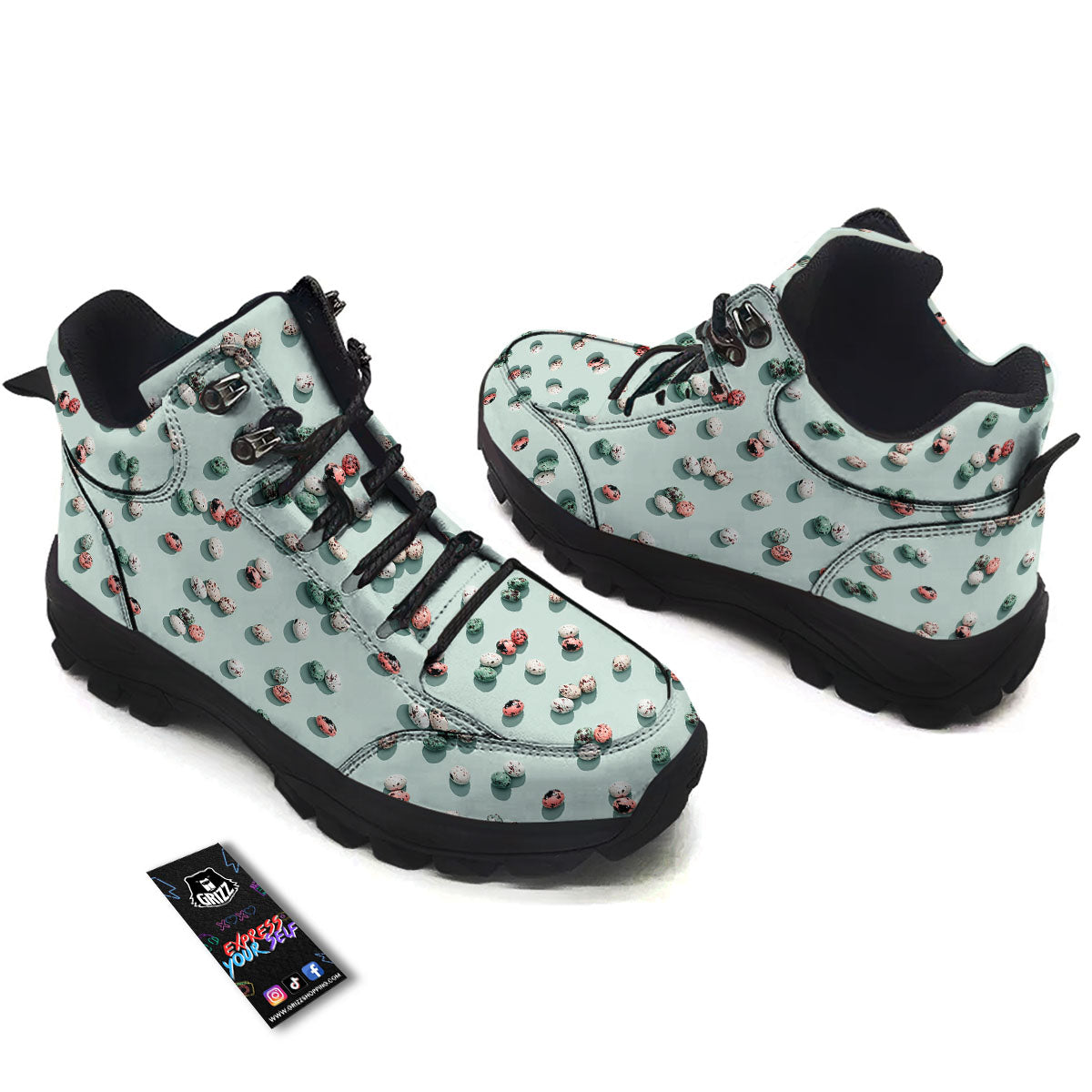 Colorful Pile Of Easter Eggs Print Pattern Hiking Shoes-grizzshop