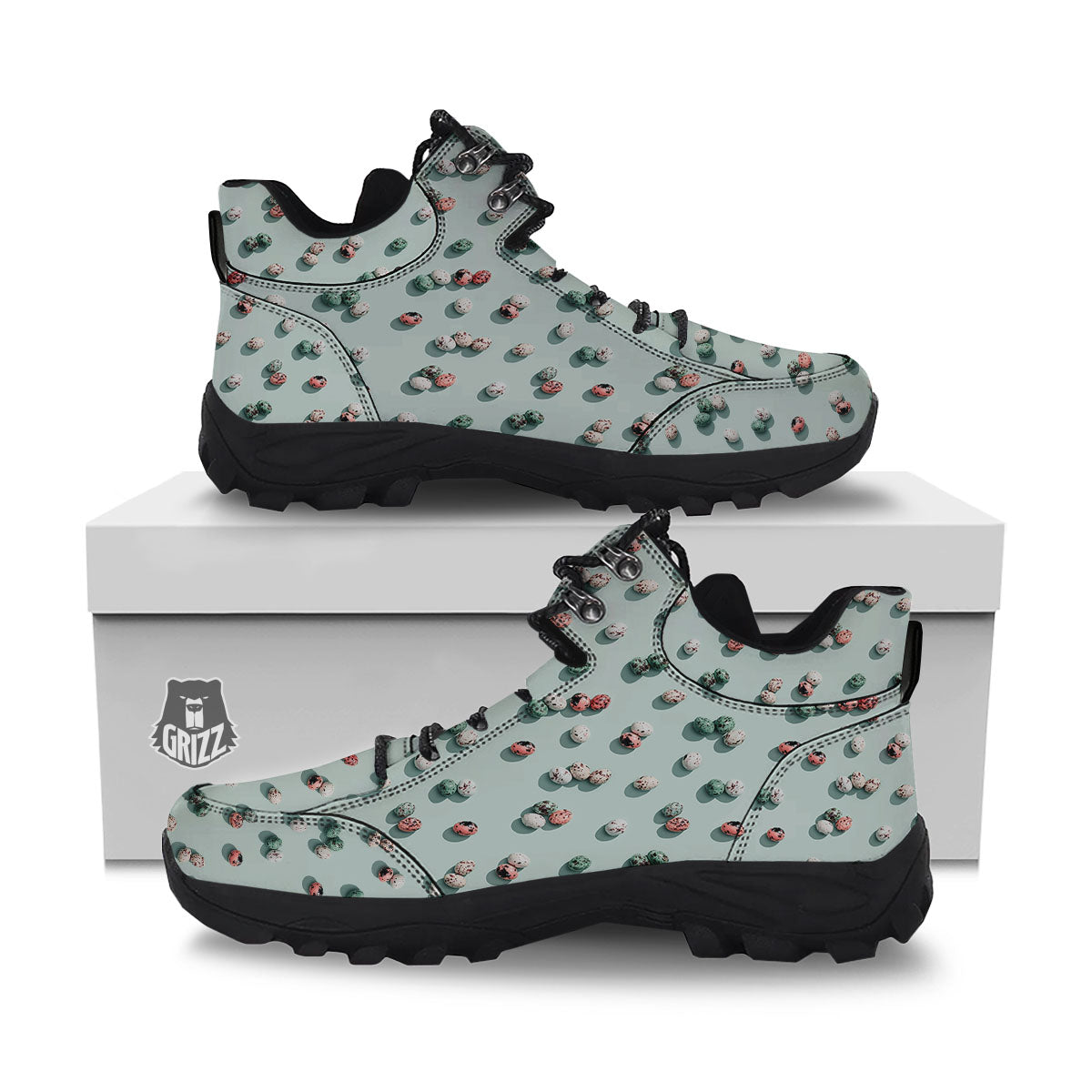 Colorful Pile Of Easter Eggs Print Pattern Hiking Shoes-grizzshop