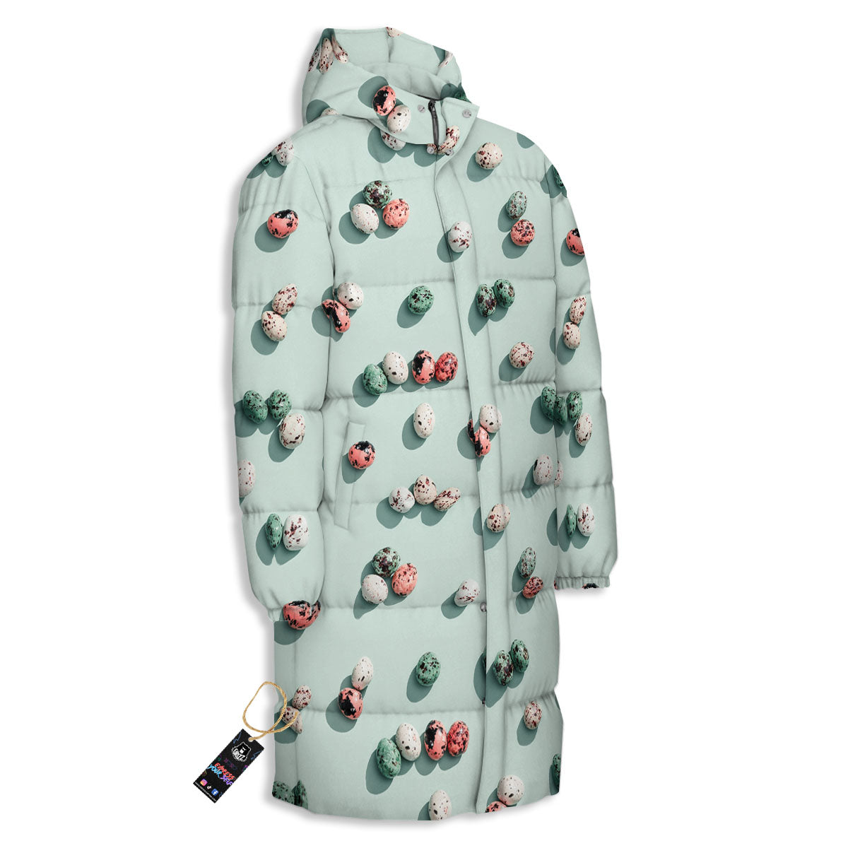 Colorful Pile Of Easter Eggs Print Pattern Long Down Jacket-grizzshop