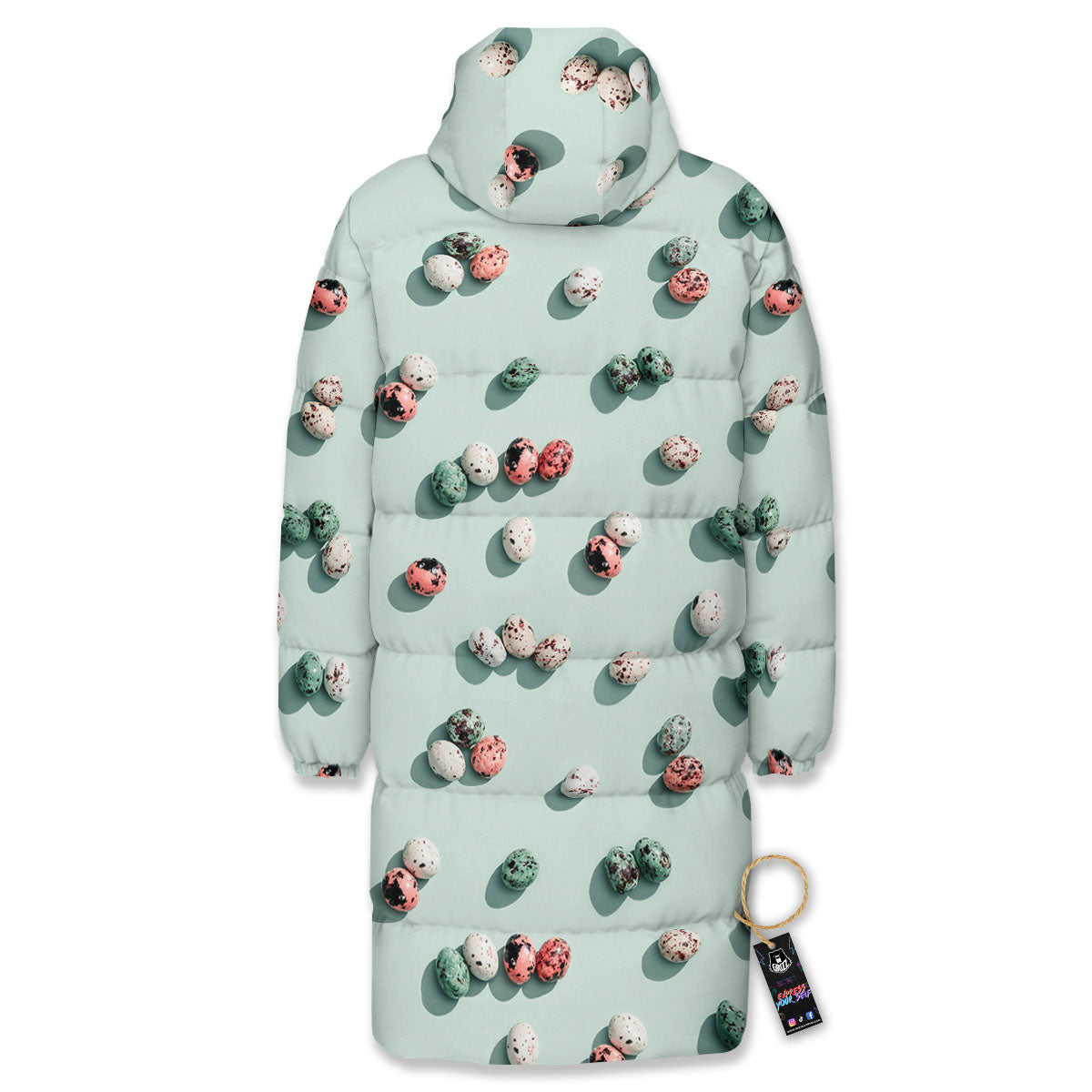 Colorful Pile Of Easter Eggs Print Pattern Long Down Jacket-grizzshop