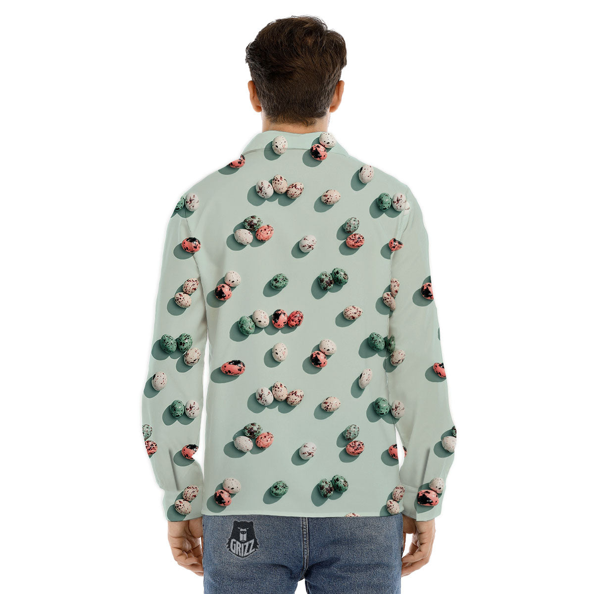 Colorful Pile Of Easter Eggs Print Pattern Men's Dress Shirts-grizzshop
