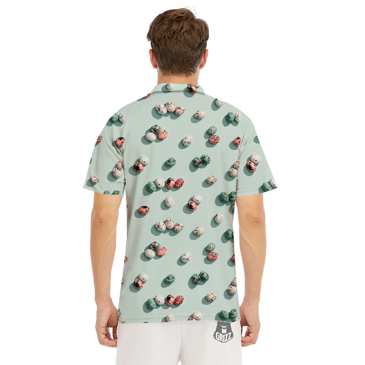 Colorful Pile Of Easter Eggs Print Pattern Men's Golf Shirts-grizzshop