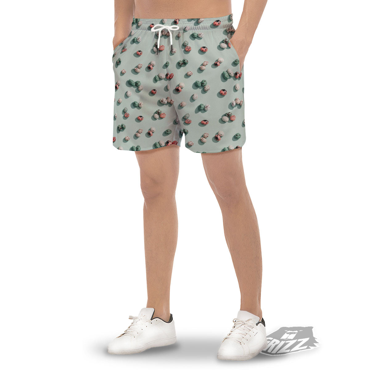 Colorful Pile Of Easter Eggs Print Pattern Men's Gym Shorts-grizzshop