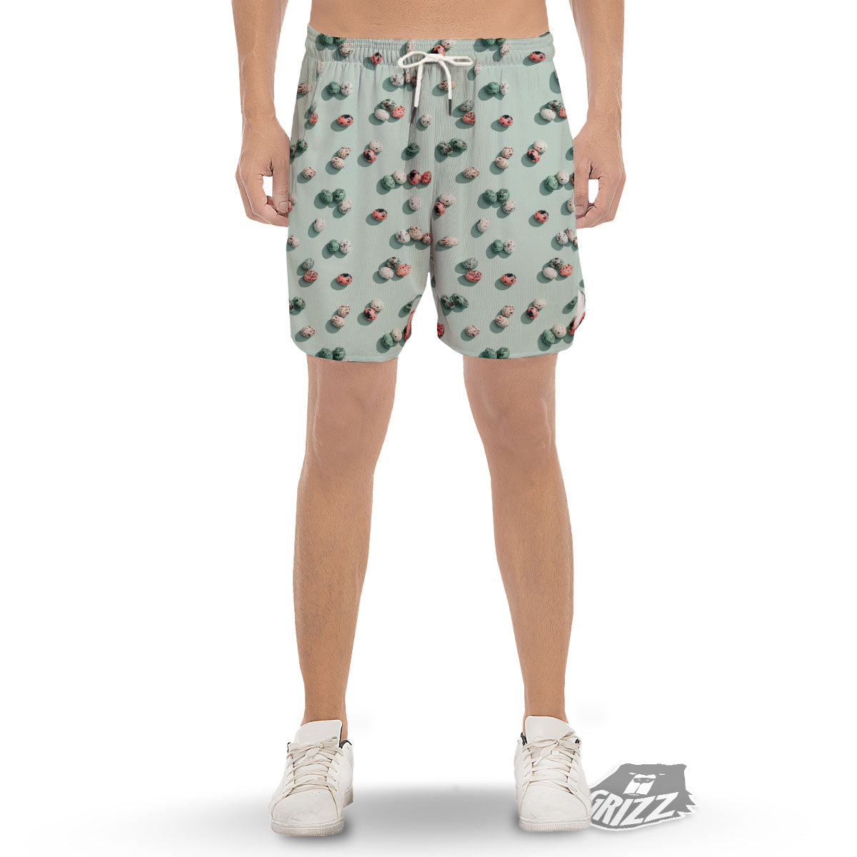 Colorful Pile Of Easter Eggs Print Pattern Men's Gym Shorts-grizzshop