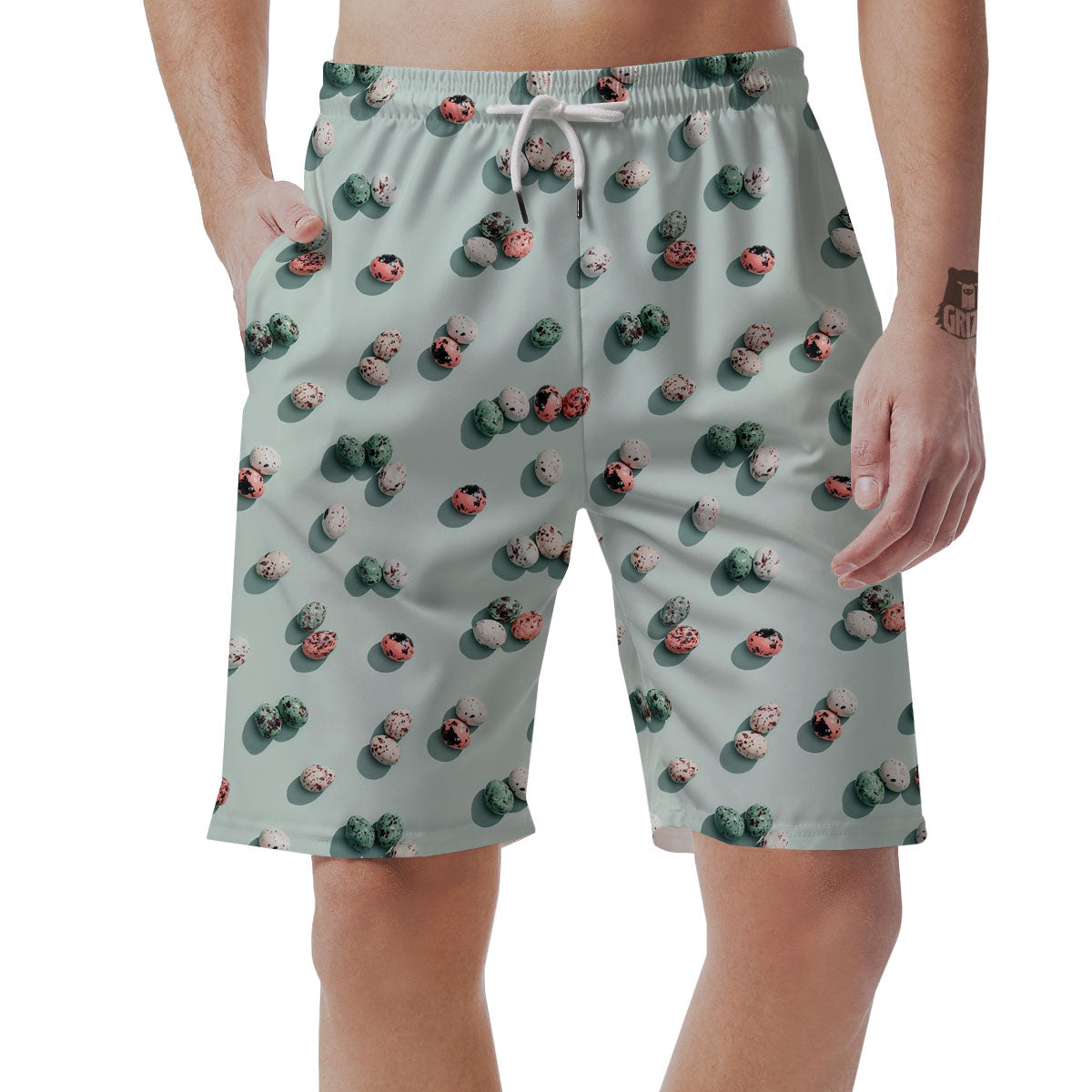 Colorful Pile Of Easter Eggs Print Pattern Men's Shorts-grizzshop