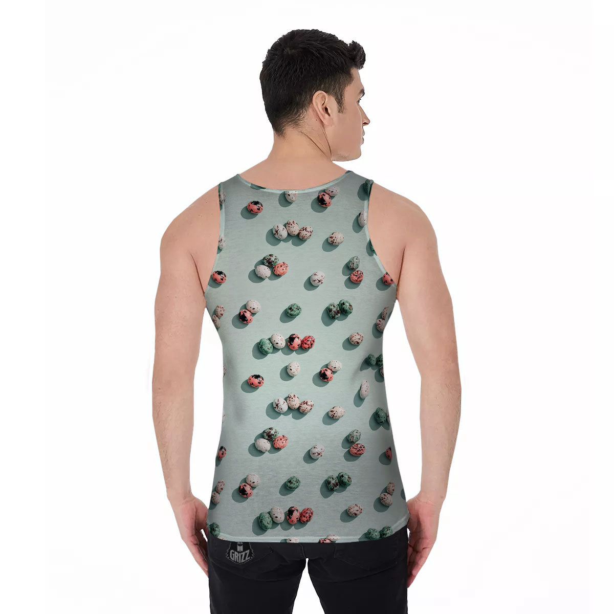 Colorful Pile Of Easter Eggs Print Pattern Men's Tank Top-grizzshop