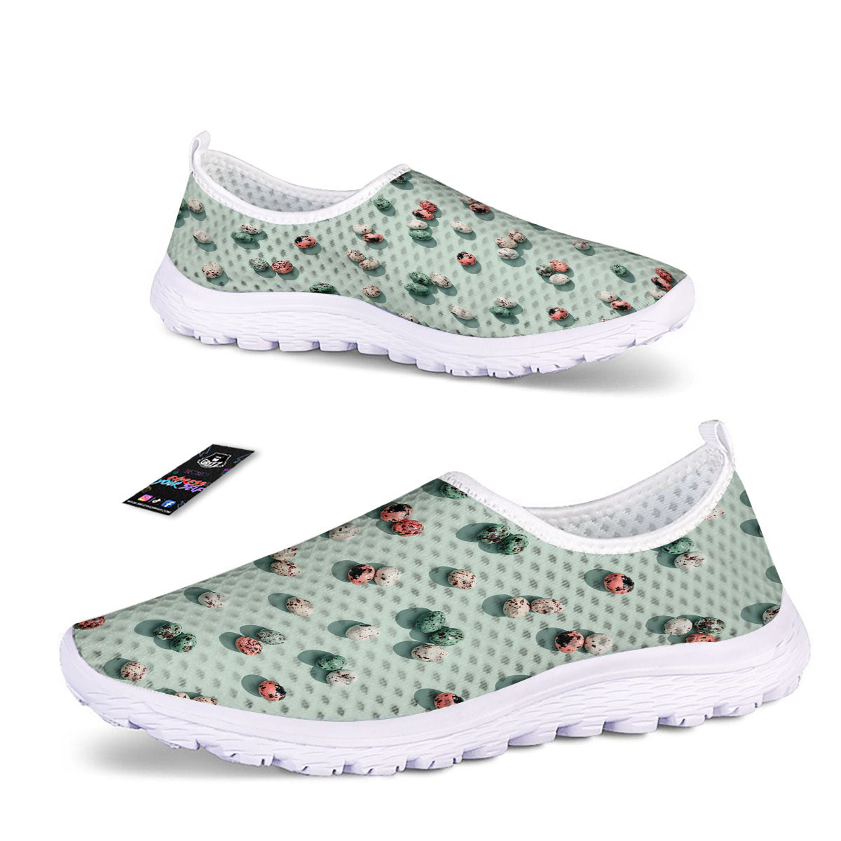 Colorful Pile Of Easter Eggs Print Pattern Nurse Shoes-grizzshop