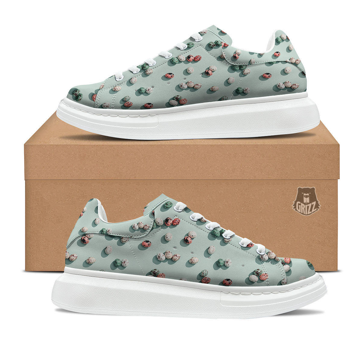 Colorful Pile Of Easter Eggs Print Pattern Platform Shoes-grizzshop