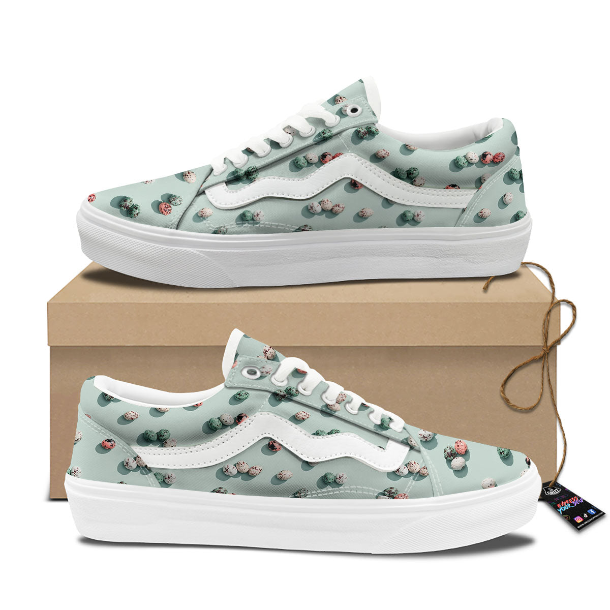 Colorful Pile Of Easter Eggs Print Pattern Skate Shoes-grizzshop