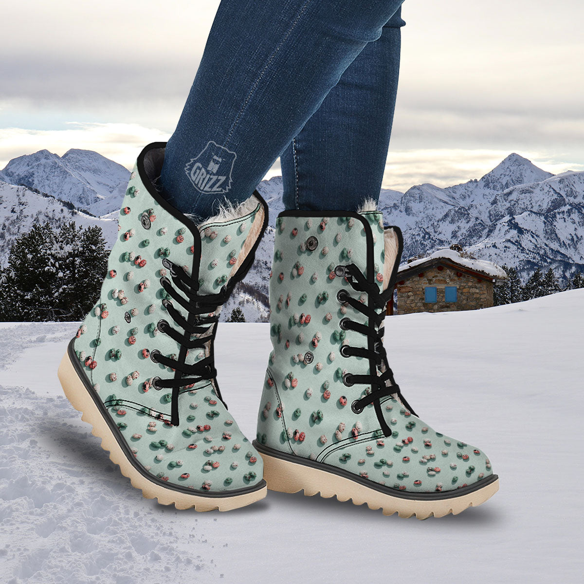 Colorful Pile Of Easter Eggs Print Pattern Snow Boots-grizzshop