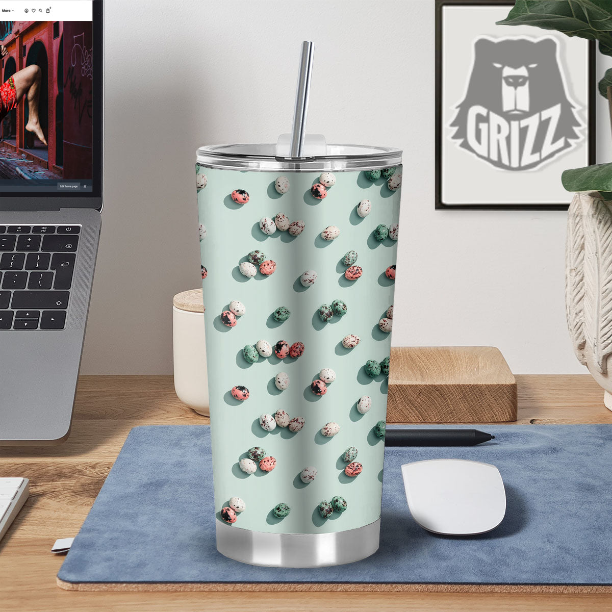 Colorful Pile Of Easter Eggs Print Pattern Tumbler-grizzshop