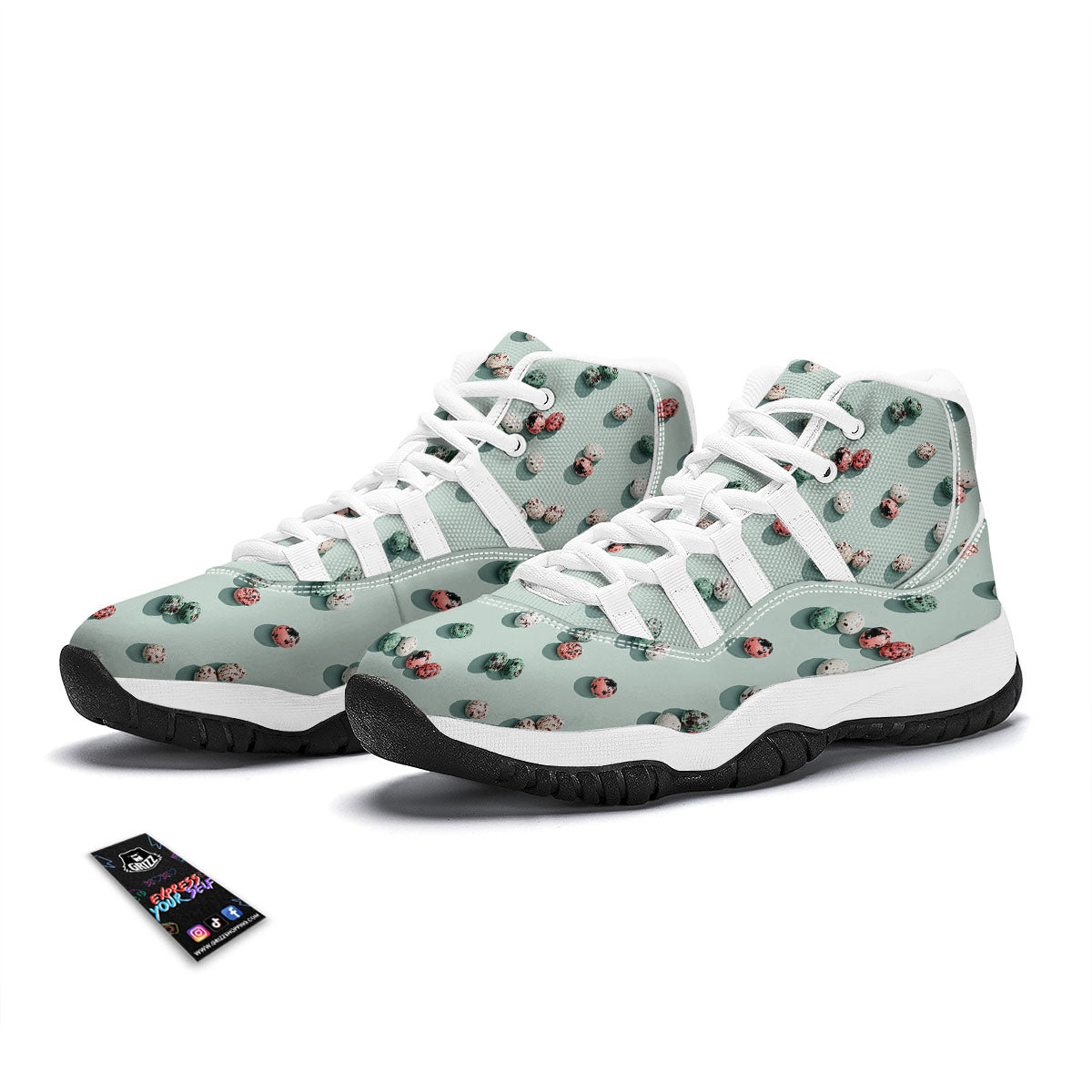Colorful Pile Of Easter Eggs Print Pattern White Bball Shoes-grizzshop