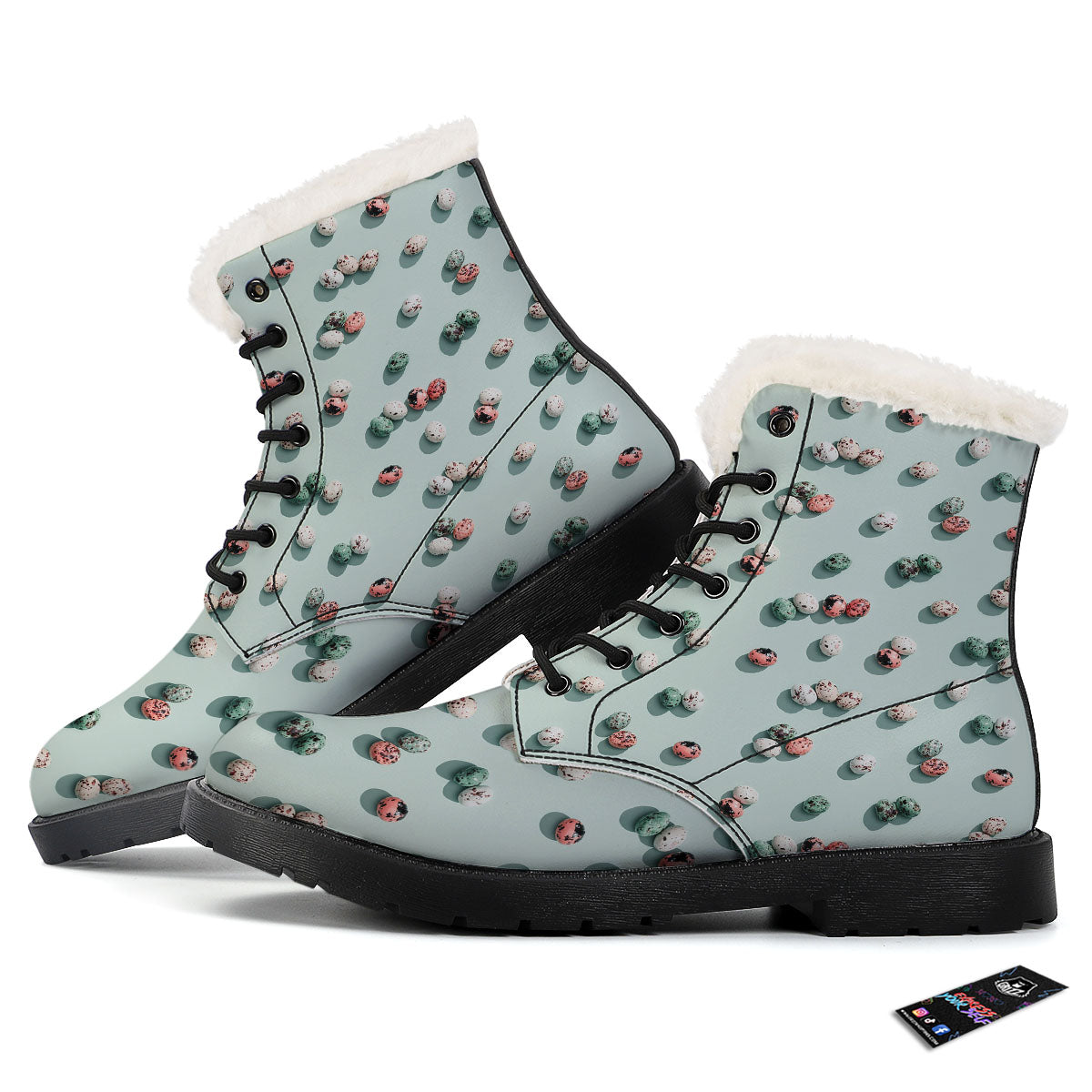 Colorful Pile Of Easter Eggs Print Pattern Winter Boots-grizzshop