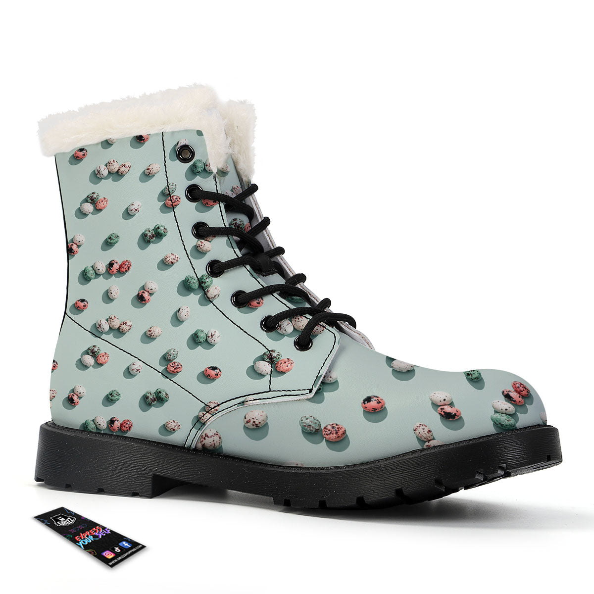 Colorful Pile Of Easter Eggs Print Pattern Winter Boots-grizzshop