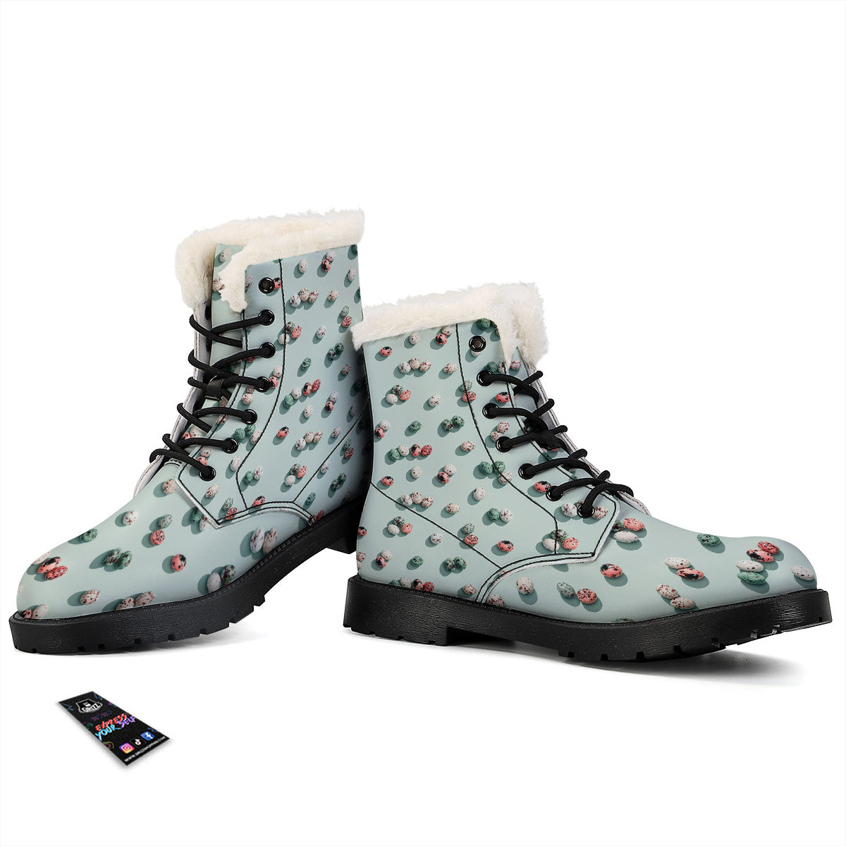Colorful Pile Of Easter Eggs Print Pattern Winter Boots-grizzshop