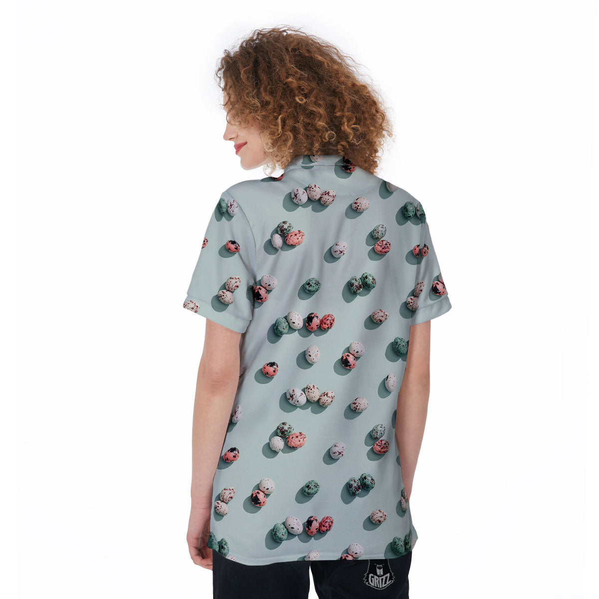Colorful Pile Of Easter Eggs Print Pattern Women's Golf Shirts-grizzshop