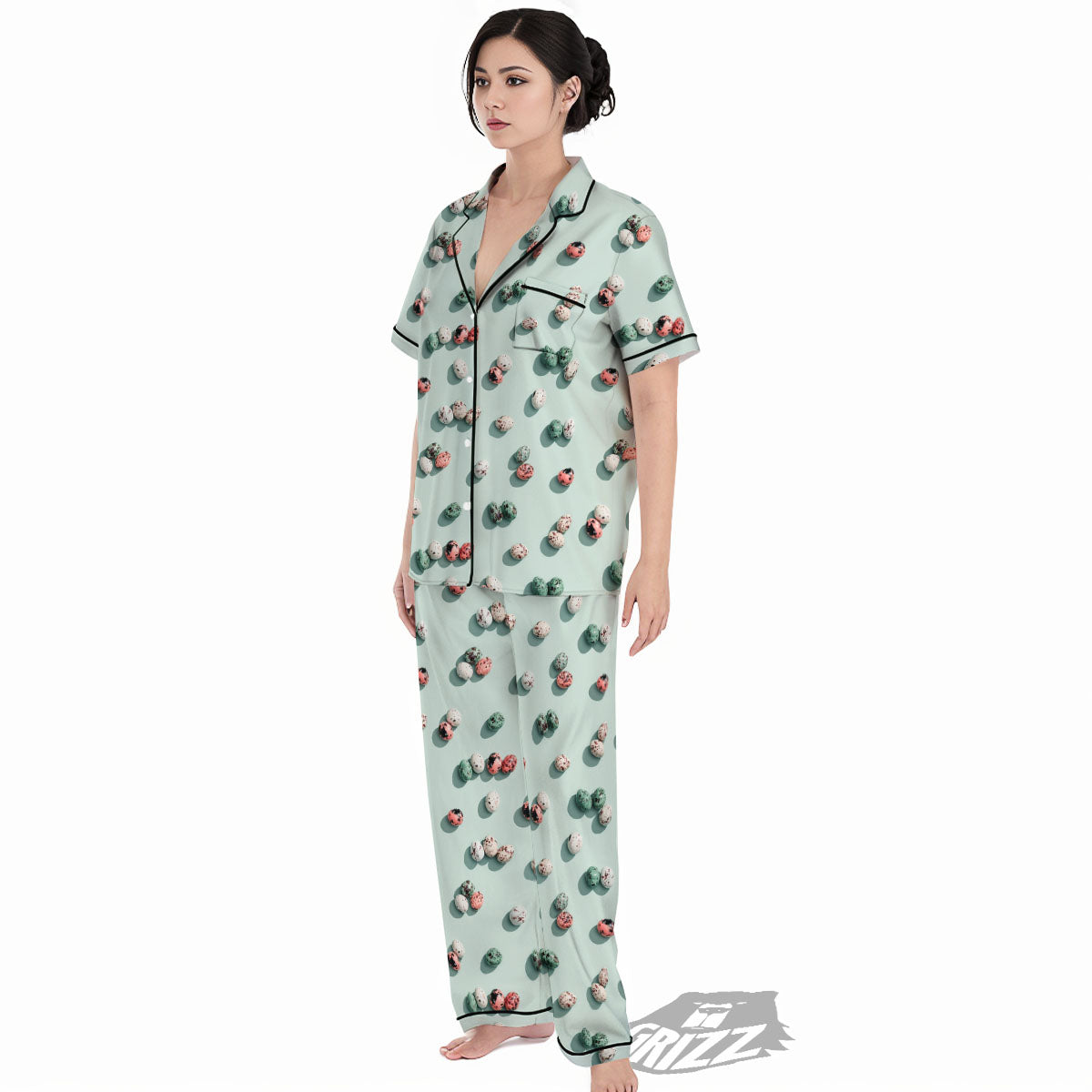 Colorful Pile Of Easter Eggs Print Pattern Women's Pajamas Set-grizzshop