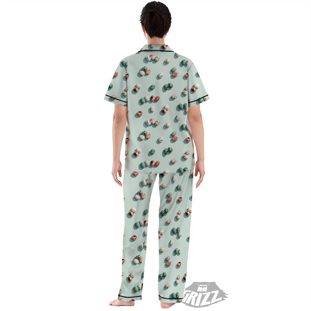 Colorful Pile Of Easter Eggs Print Pattern Women's Pajamas Set-grizzshop