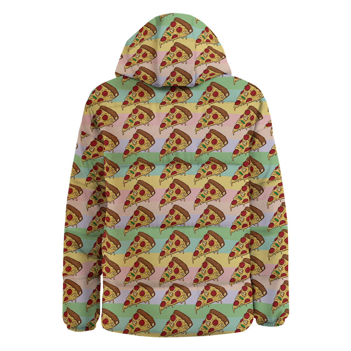 Colorful Pizza And Stiped Pastel Print Pattern Down Jacket-grizzshop