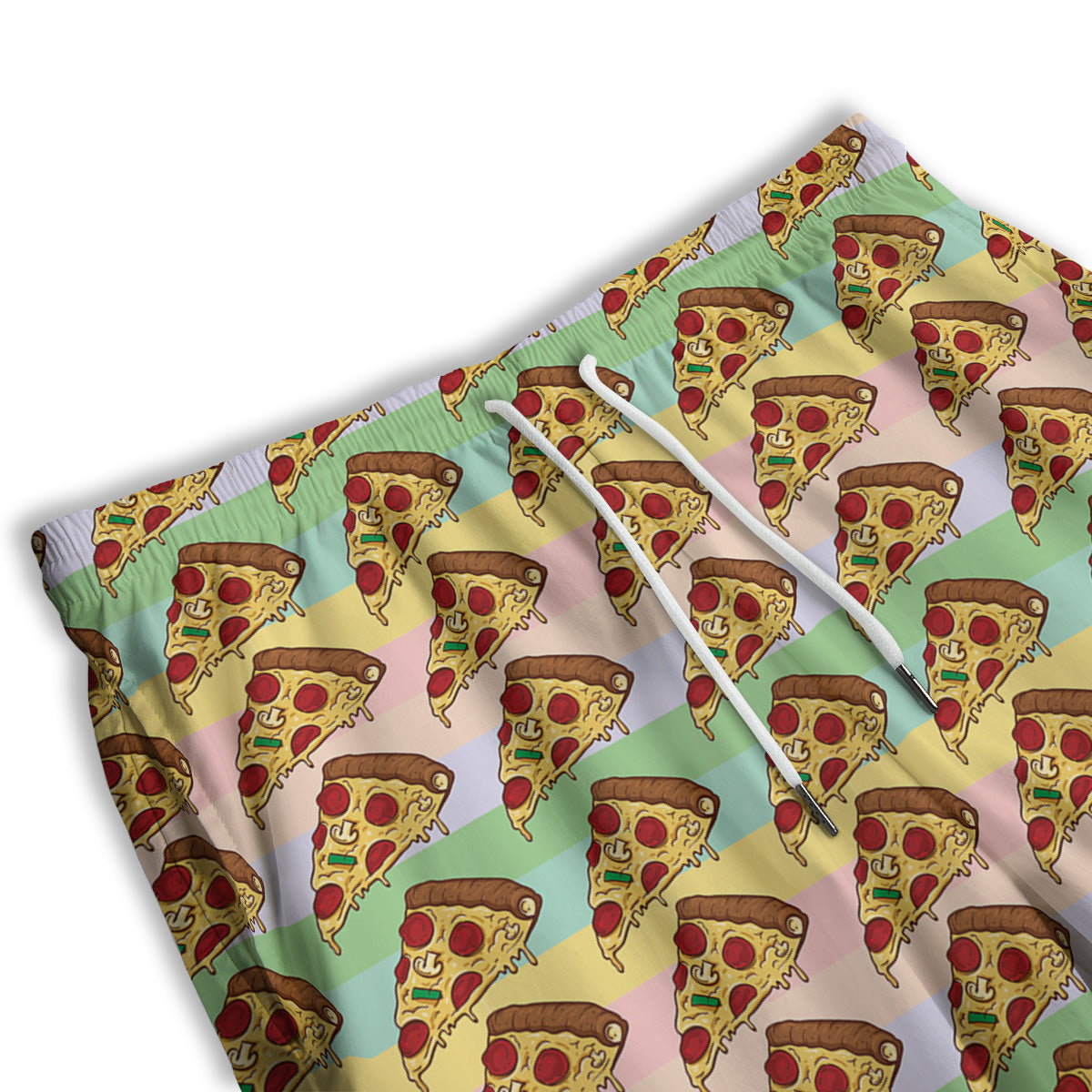 Colorful Pizza And Stiped Pastel Print Pattern Men's Athletic Shorts