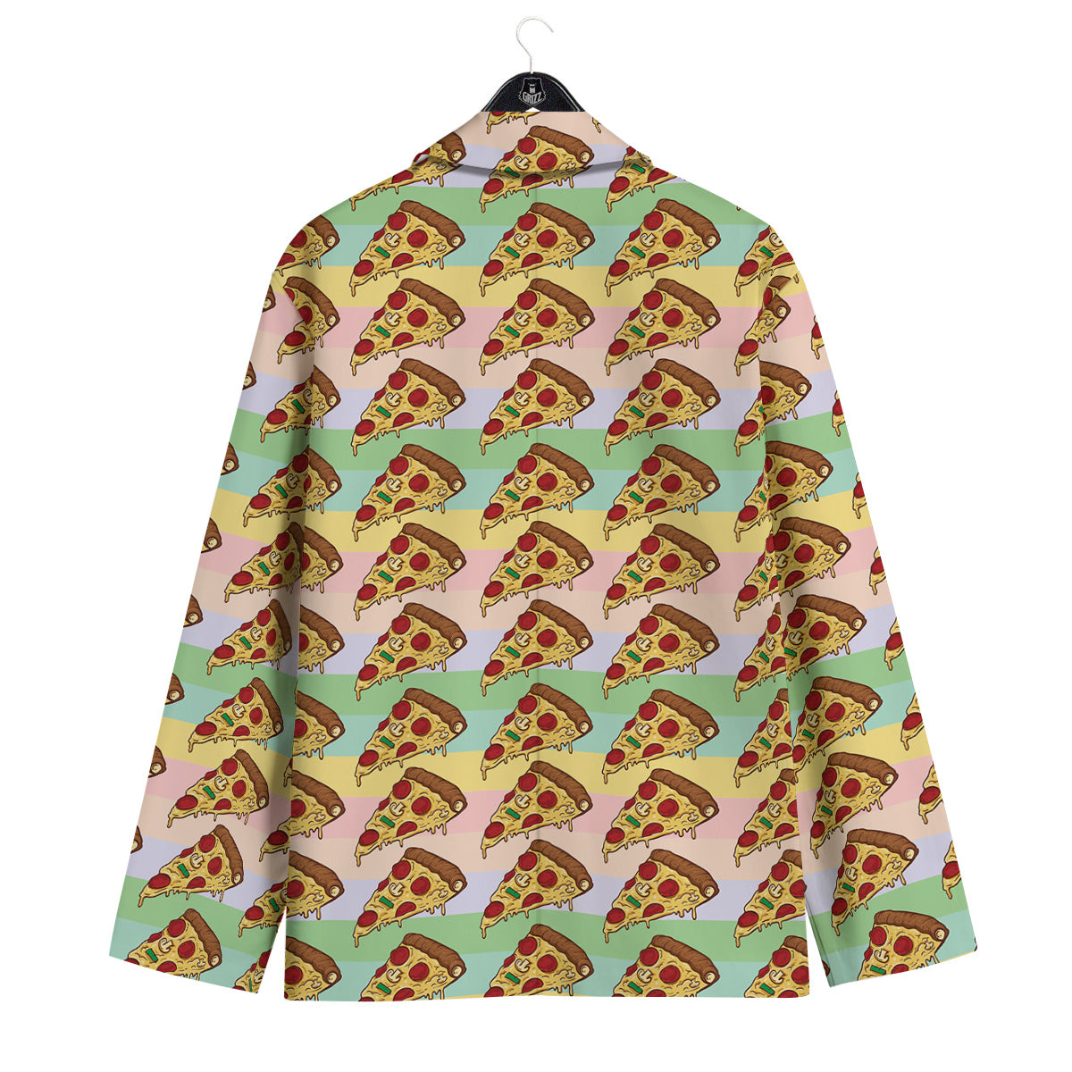 Colorful Pizza And Stiped Pastel Print Pattern Men's Sport Coat-grizzshop