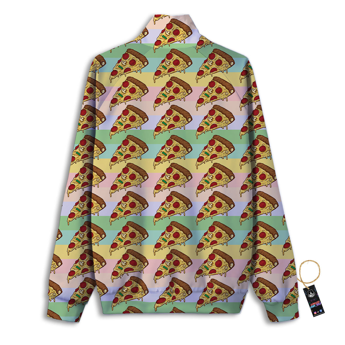 Colorful Pizza And Stiped Pastel Print Pattern Track Jacket-grizzshop