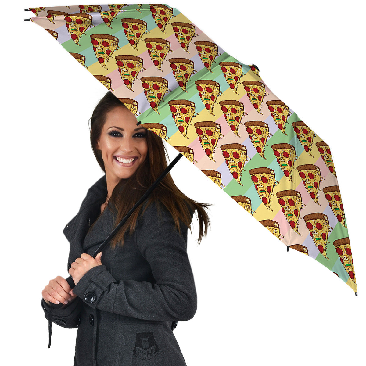 Colorful Pizza And Stiped Pastel Print Pattern Umbrella-grizzshop