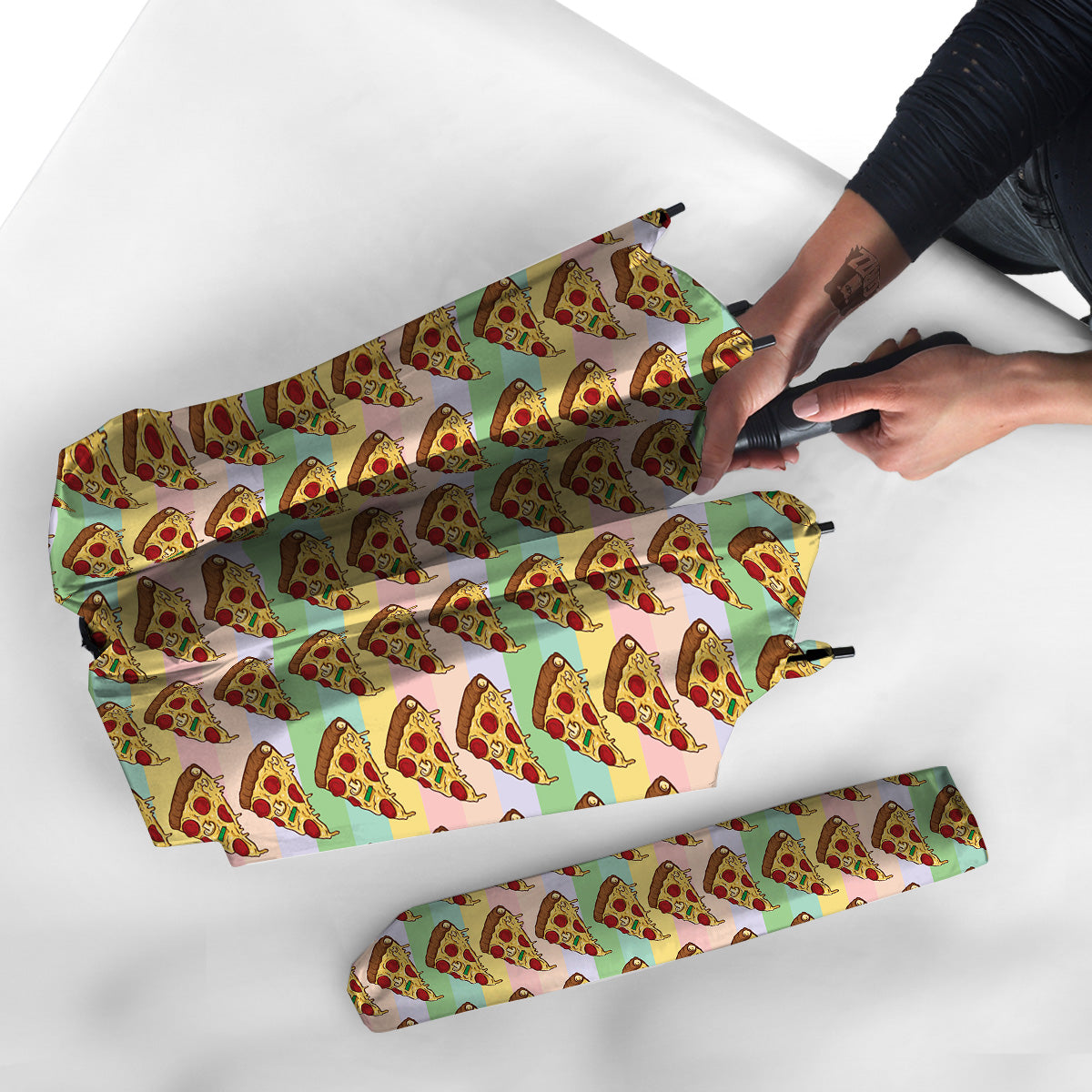 Colorful Pizza And Stiped Pastel Print Pattern Umbrella-grizzshop