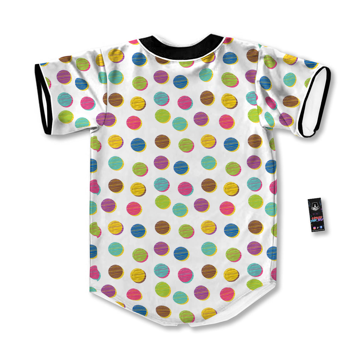 Colorful Polka Dot Hand Drawn Print Pattern Baseball Jersey-grizzshop