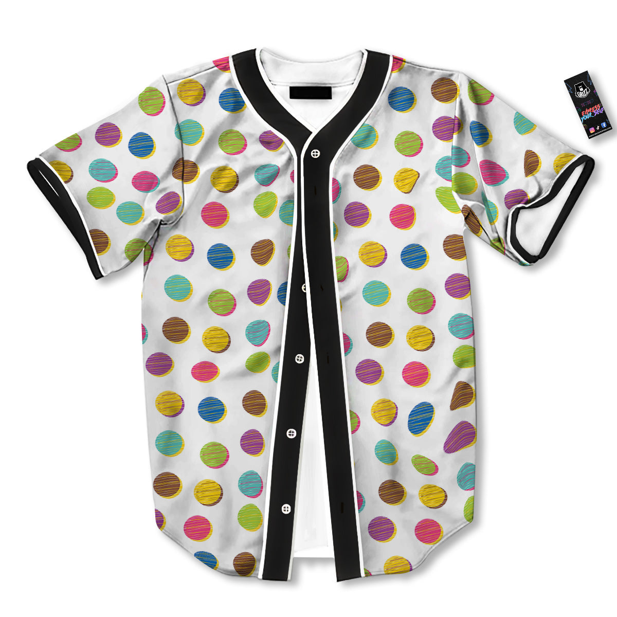 Colorful Polka Dot Hand Drawn Print Pattern Baseball Jersey-grizzshop
