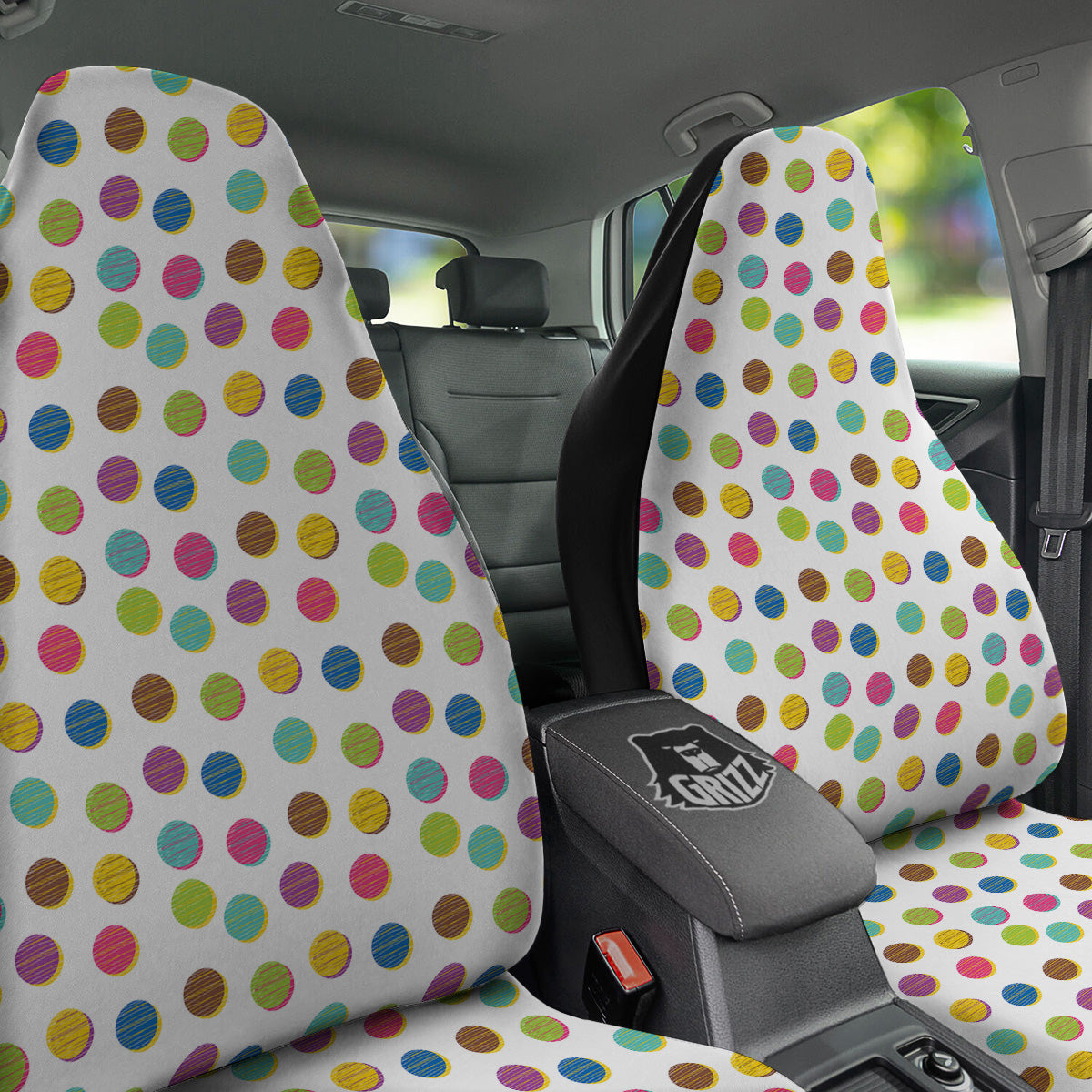 Colorful Polka Dot Hand Drawn Print Pattern Car Seat Covers-grizzshop