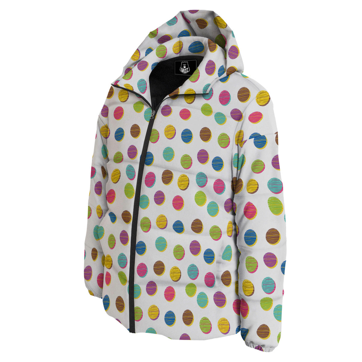 Colorful Polka Dot Hand Drawn Print Pattern Down Jacket-grizzshop