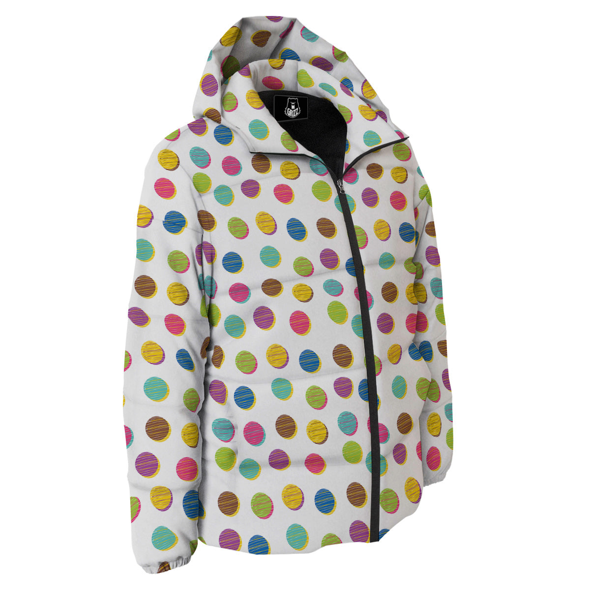 Colorful Polka Dot Hand Drawn Print Pattern Down Jacket-grizzshop