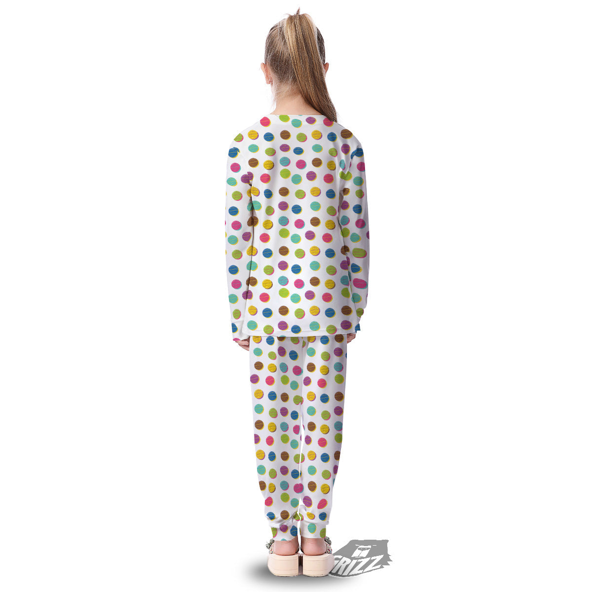 Colorful Polka Dot Hand Drawn Print Pattern Kid's Pajamas-grizzshop