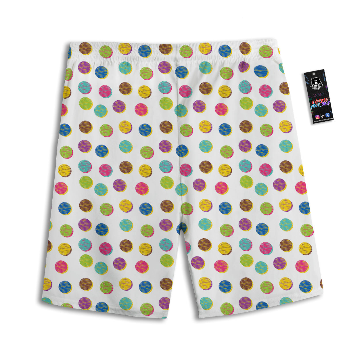 Colorful Polka Dot Hand Drawn Print Pattern Men's Athletic Shorts