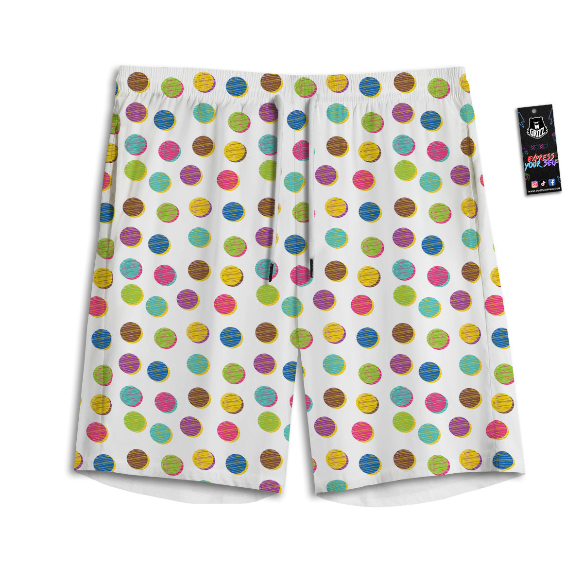 Colorful Polka Dot Hand Drawn Print Pattern Men's Athletic Shorts