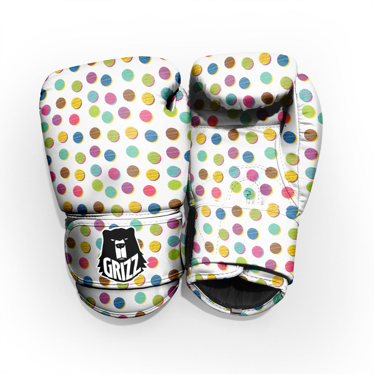 Colorful Polka Dot Hand Drawn Print Pattern Pro Boxing Glove