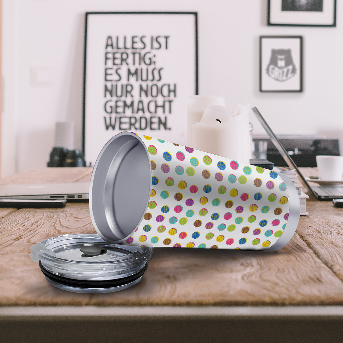 Colorful Polka Dot Hand Drawn Print Pattern Tumbler-grizzshop