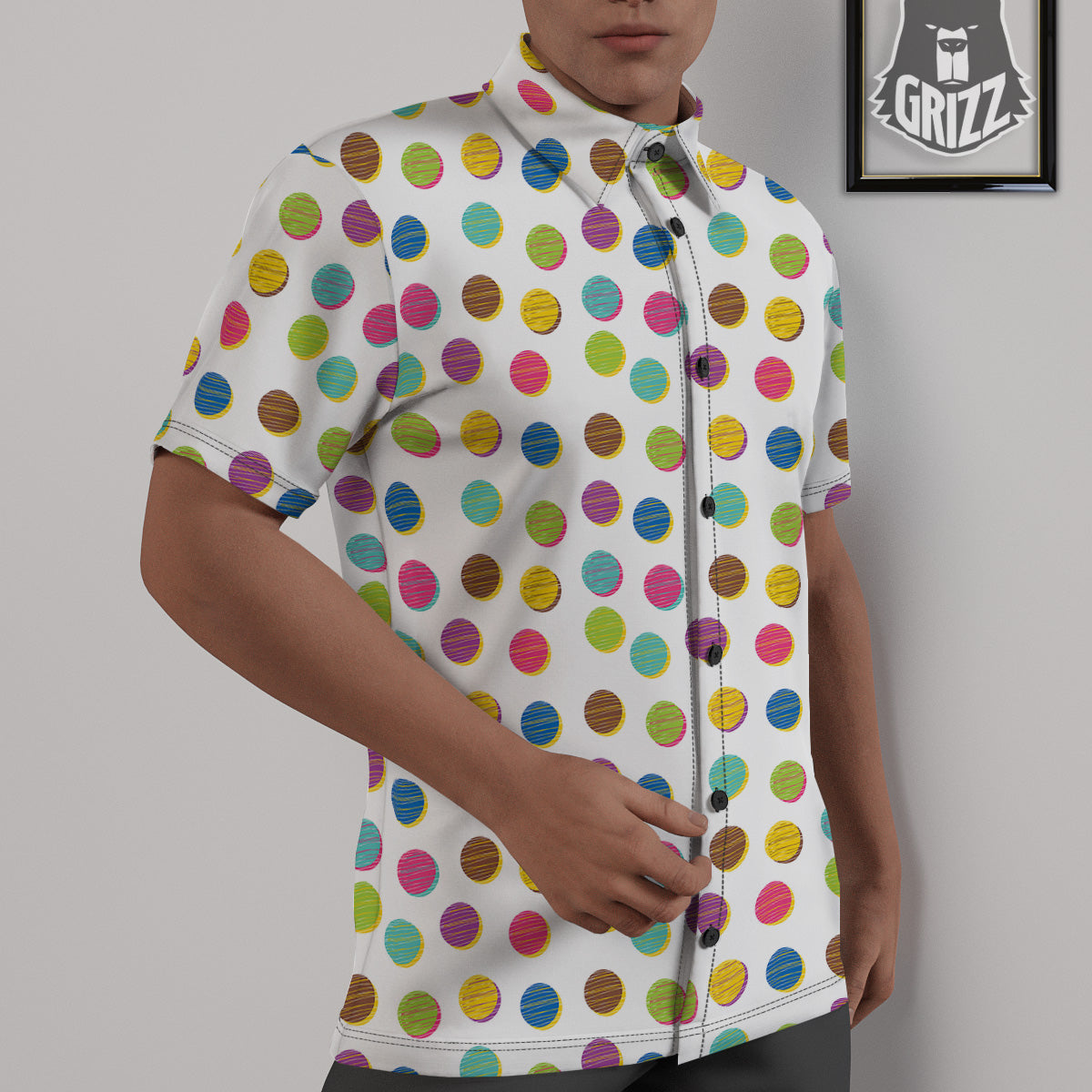 Colorful Polka Dot Hand Drawn Print Pattern Untucked Shirts-grizzshop