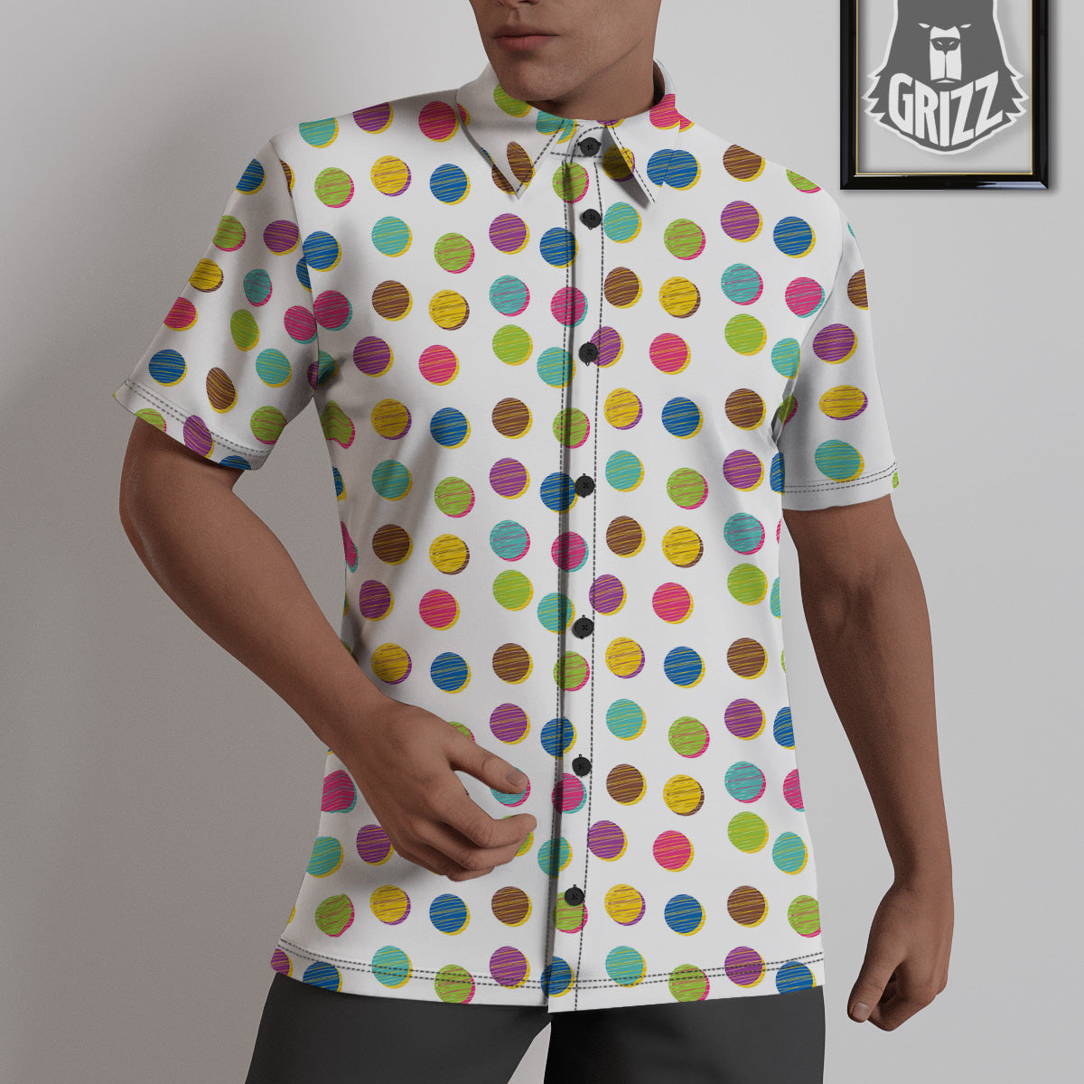 Colorful Polka Dot Hand Drawn Print Pattern Untucked Shirts-grizzshop