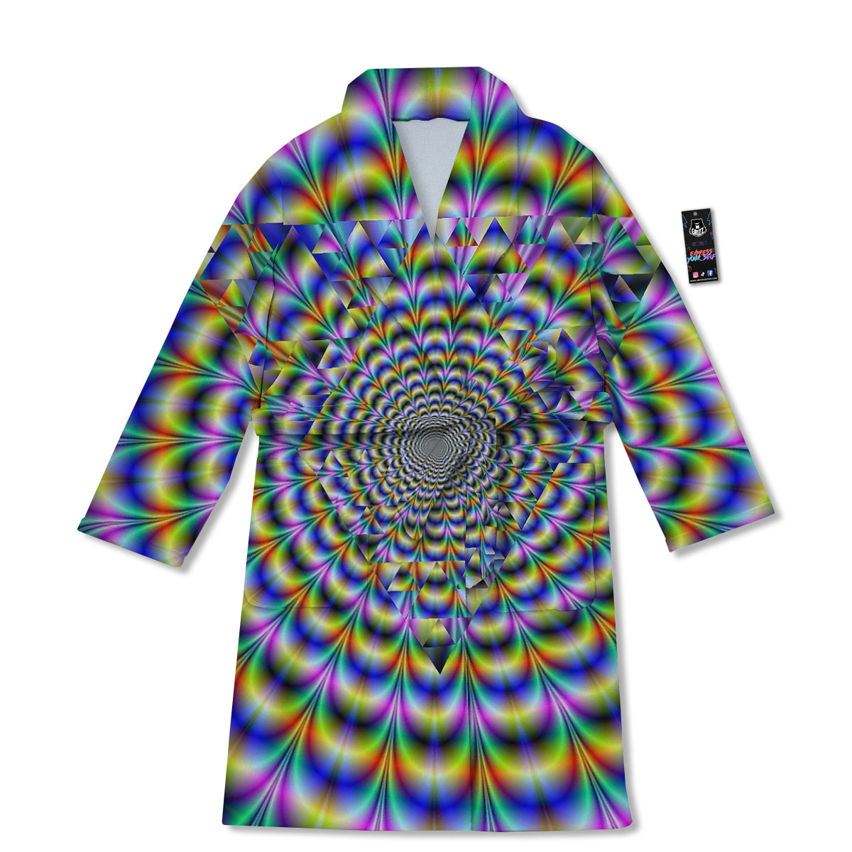 Colorful Psychedelic And Triangle Print Bathrobe-grizzshop