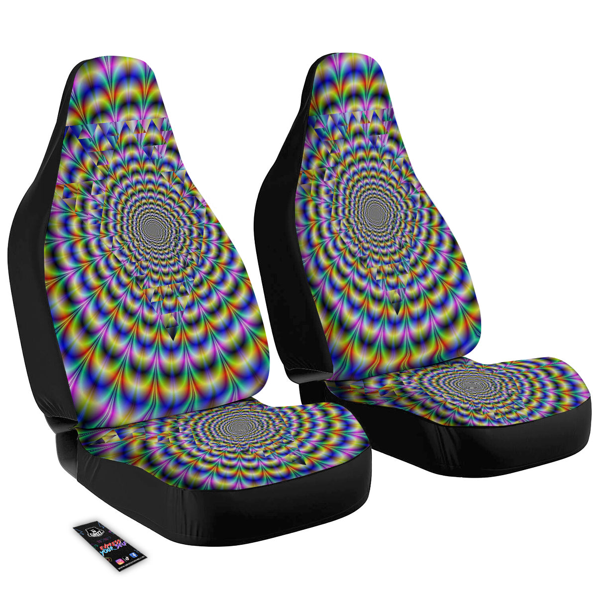 Colorful Psychedelic And Triangle Print Car Seat Covers-grizzshop