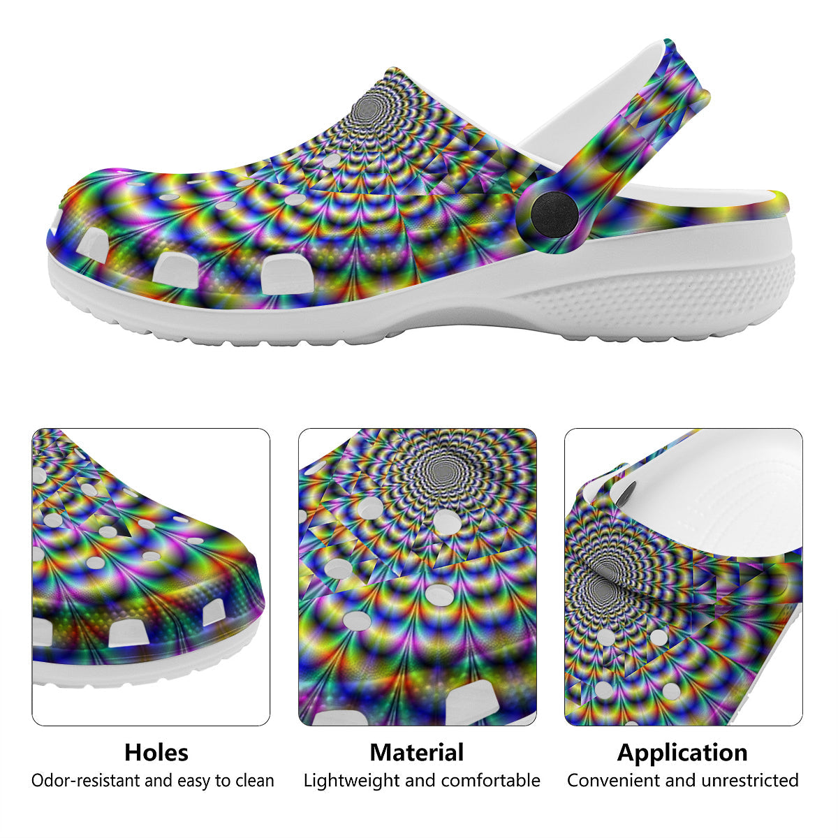 Colorful Psychedelic And Triangle Print Clog-grizzshop