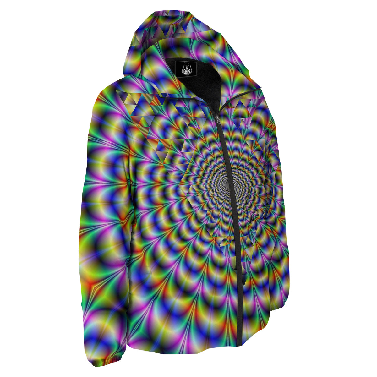 Colorful Psychedelic And Triangle Print Down Jacket-grizzshop