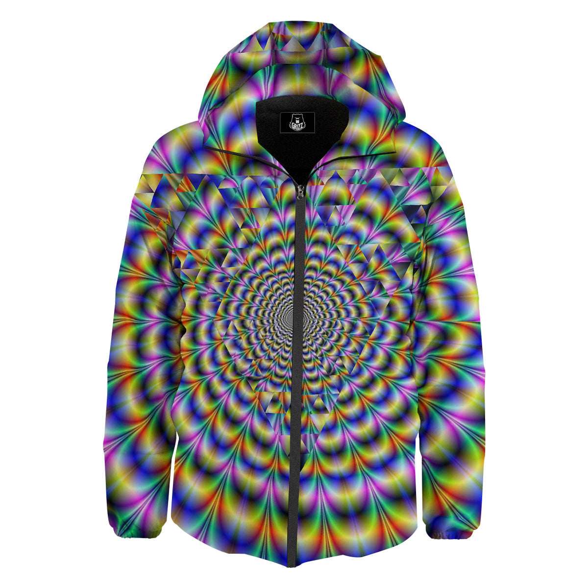 Colorful Psychedelic And Triangle Print Down Jacket-grizzshop