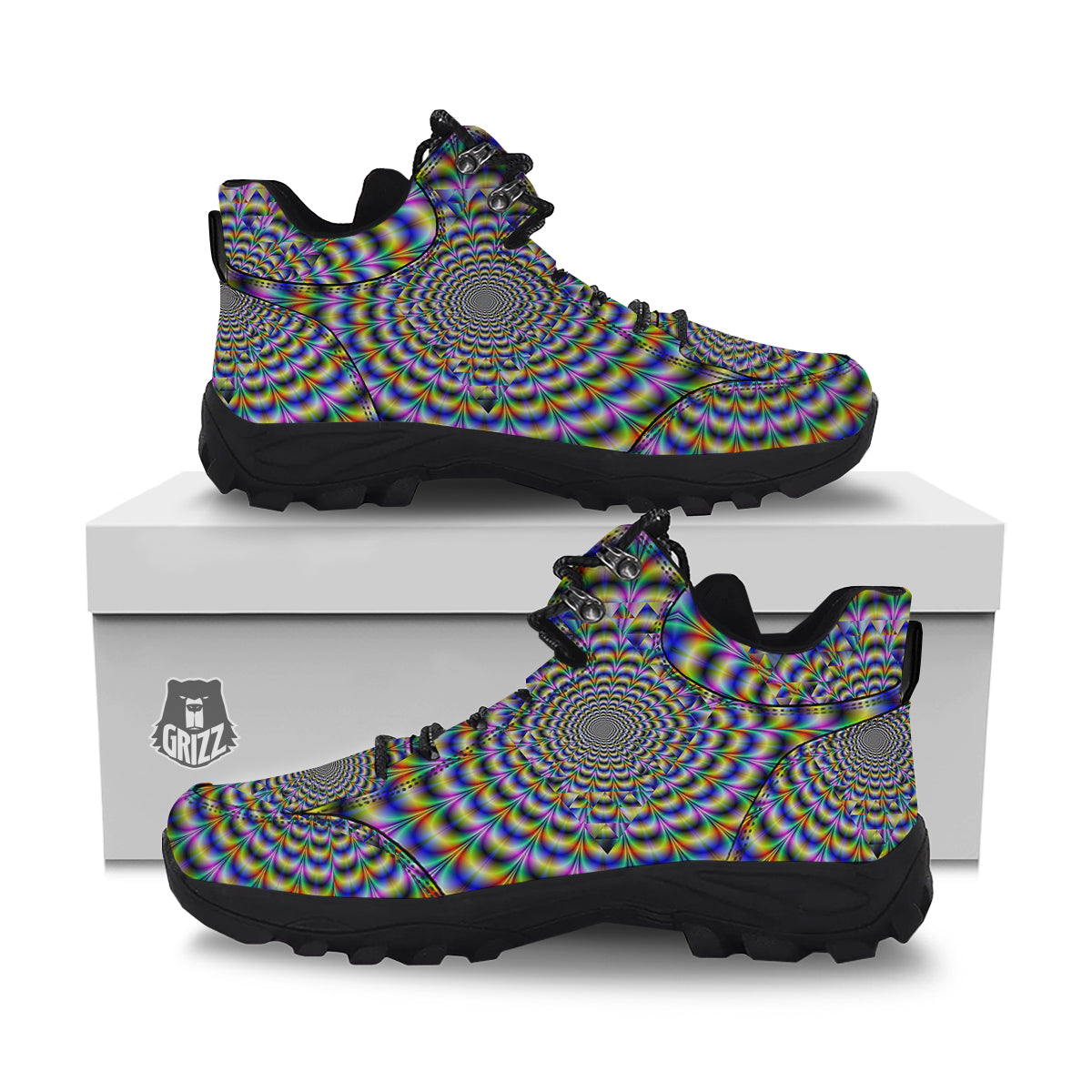 Colorful Psychedelic And Triangle Print Hiking Shoes-grizzshop