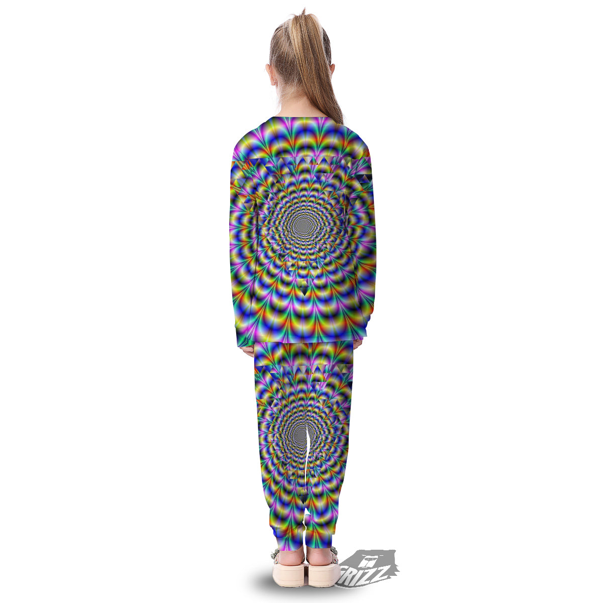 Colorful Psychedelic And Triangle Print Kid's Pajamas-grizzshop